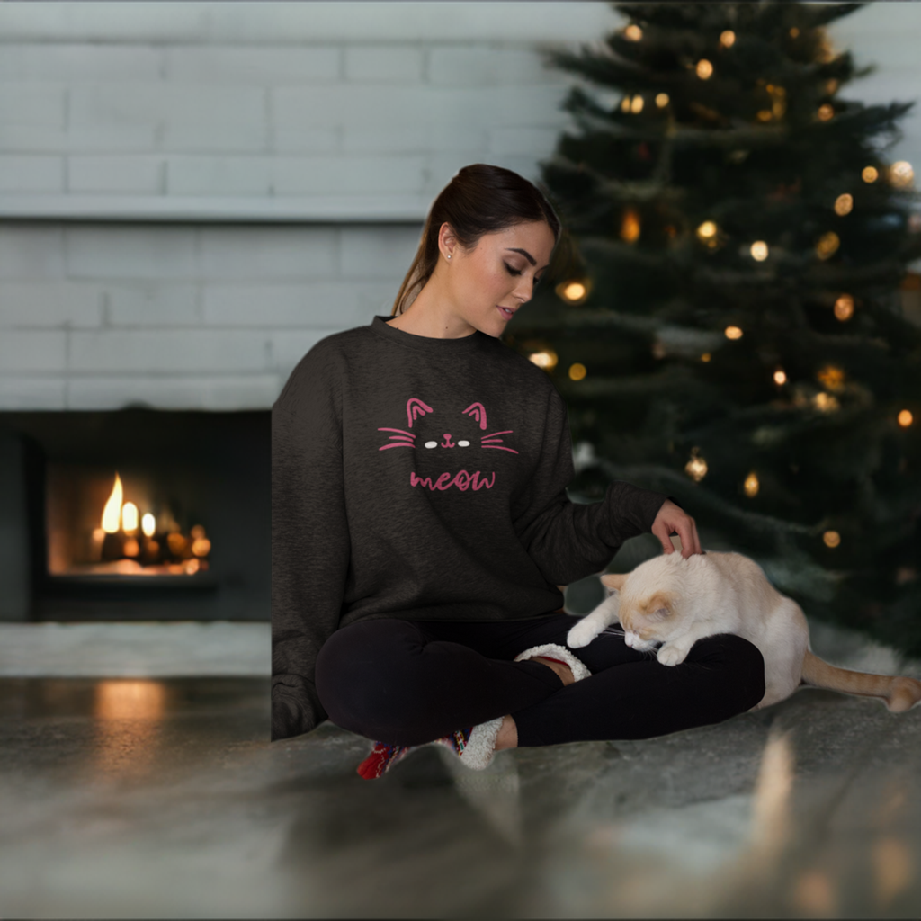 Cozy Embroidered Sweatshirt for Those Who Adore Cats