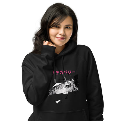 Explore Style and Sustainability with Our Anime Girl Unisex Eco Raglan Hoodie Collection