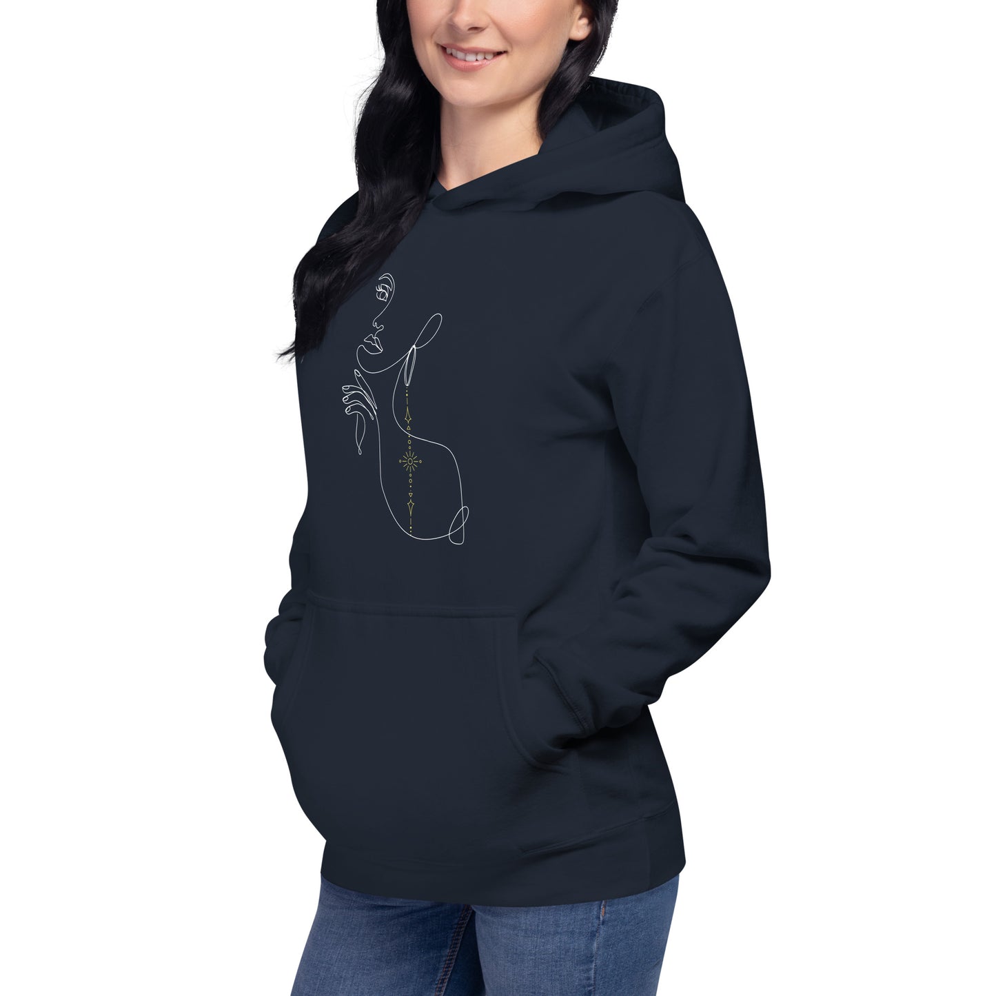 Chic Women Wearing Sun and Moon Earring Hoodie