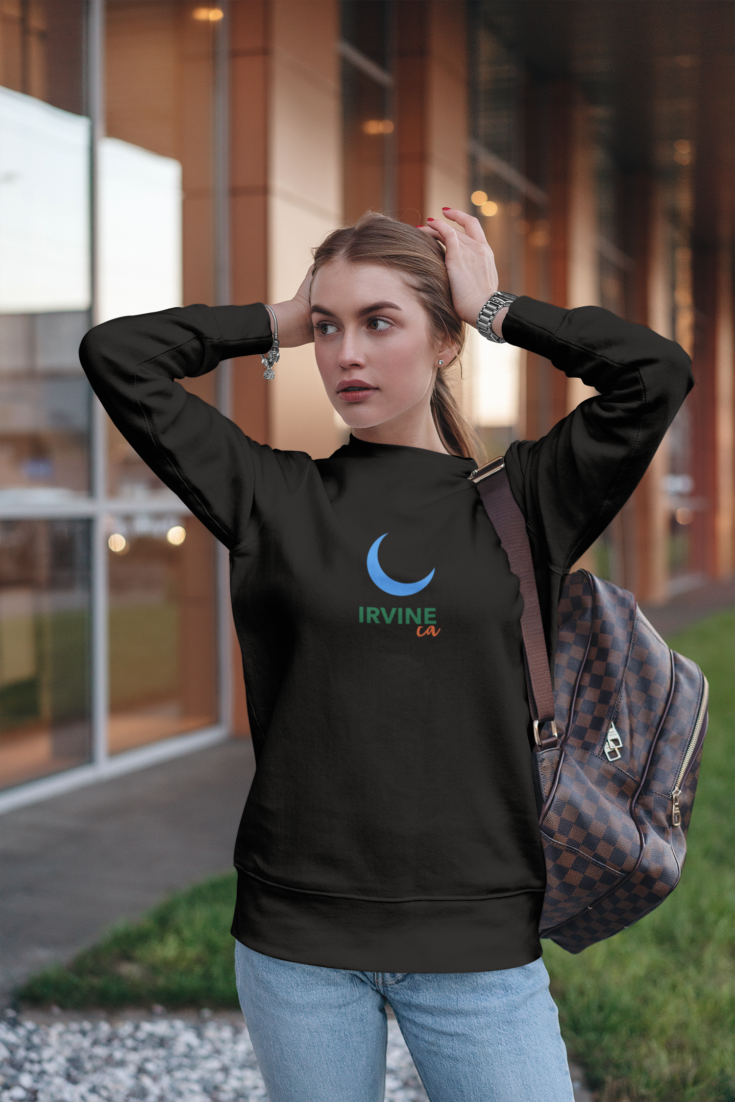 Moon in Irvine California  Embroidered Sweatshirt