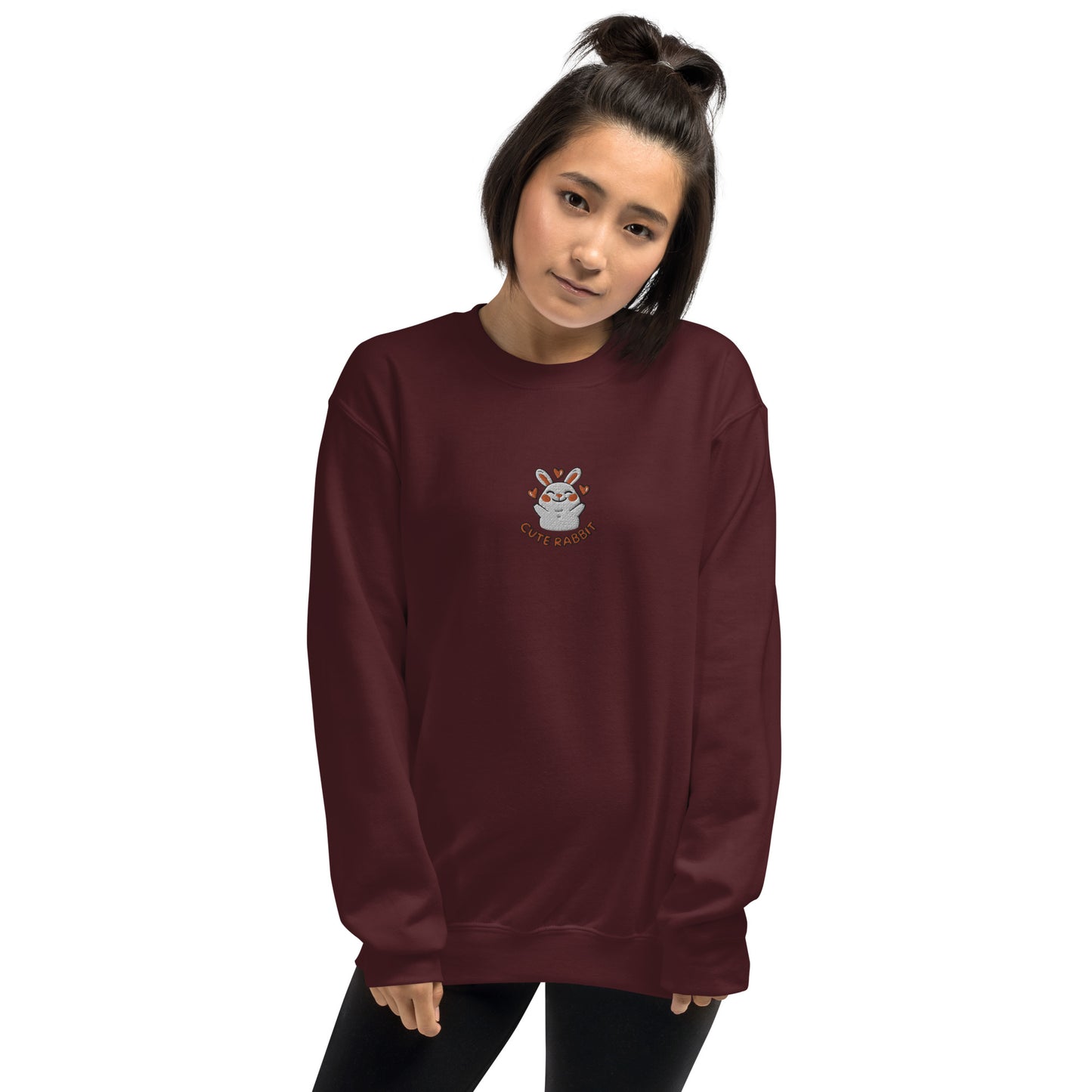 Soft and Cuddly Rabbit  Embroidered Sweatshirt for Any Occasion